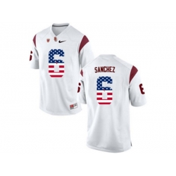 2016 US Flag Fashion USC Trojans Mark Sanchez #6 College Football Jersey - White 2016 US Flag Fashion USC Trojans Mark Sanchez #6 College Football Jersey - White