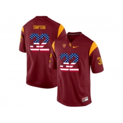 2016 US Flag Fashion USC Trojans O.J Simpson #32 College Basketball Jersey - Red 2016 US Flag Fashion USC Trojans O.J Simpson #32 College Basketball Jersey - Red