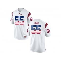 2016 US Flag Fashion USC Trojans Seau #55 College Football Jersey - White 2016 US Flag Fashion USC Trojans Seau #55 College Football Jersey - White