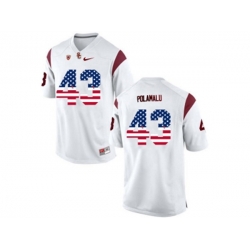 2016 US Flag Fashion USC Trojans Troy Polamalu #43 College Football Jersey - White 2016 US Flag Fashion USC Trojans Troy Polamalu #43 College Football Jersey - White