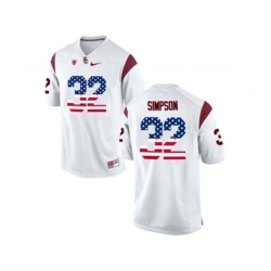 2016 US Flag USC Trojans O.J Simpson #32 College Basketball Jersey - White 2016 US Flag USC Trojans O.J Simpson #32 College Basketball Jersey - White