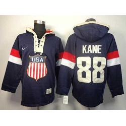 2014 winter olympics nhl jerseys #88 kane blue USA[pullover hooded sweatshirt]