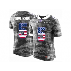2016 US Flag Fashion Mens TCU Horned Frogs LaDainian Tomlinson #5 College Limited Football Jersey - Grey 2016 US Flag Fashion Mens TCU Horned Frogs LaDainian Tomlinson #5 College Limited Football Jersey - Grey