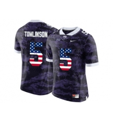 2016 US Flag Fashion Mens TCU Horned Frogs LaDainian Tomlinson #5 College Limited Football Jersey - Purple