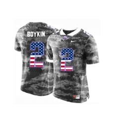 2016 US Flag Fashion Mens TCU Horned Frogs Trevone Boykin #2 College Limited Football Jersey - Grey