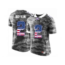 2016 US Flag Fashion Mens TCU Horned Frogs Trevone Boykin #2 College Limited Football Jersey - Grey 2016 US Flag Fashion Mens TCU Horned Frogs Trevone Boykin #2 College Limited Football Jersey - Grey