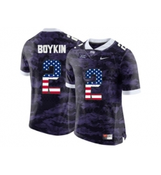 2016 US Flag Fashion Mens TCU Horned Frogs Trevone Boykin #2 College Limited Football Jersey - Purple