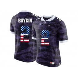 2016 US Flag Fashion Mens TCU Horned Frogs Trevone Boykin #2 College Limited Football Jersey - Purple 2016 US Flag Fashion Mens TCU Horned Frogs Trevone Boykin #2 College Limited Football Jersey - Purple