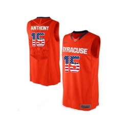 2016 US Flag Fashion Mens Syracuse Orange Camerlo Anthony #15 College Authentic Basketball Jersey - Orange