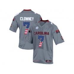 2016 US Flag Fashion-Mens South Carolina Gamecocks Jadeveon Clowney #7 College Football Jersey - Grey