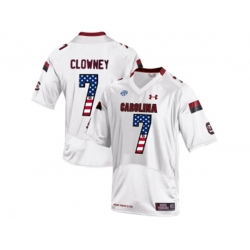 2016 US Flag Fashion-Mens South Carolina Gamecocks Jadeveon Clowney #7 College Football Jersey - White