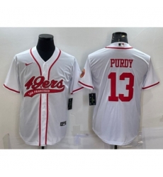 San Francisco 49ers #13 Brock Purdy White With Patch Cool Base Stitched Baseball Jersey