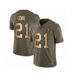 San Francisco 49ers #21 Frank Gore Limited Olive Gold 2017 Salute to Service NFL Jersey