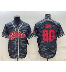 San Francisco 49ers #80 Jerry Rice Grey Camo With Patch Cool Base Stitched Baseball Jersey