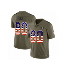 San Francisco 49ers #80 Jerry Rice Limited Olive USA Flag 2017 Salute to Service NFL Jersey