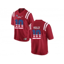 2016 US Flag Fashion Mens Ole Miss Rebels Chad Kelly #10 College Football Limited Jersey - Red