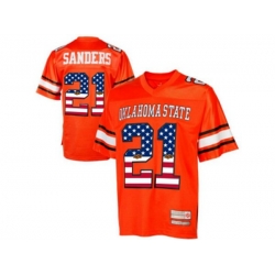 2016 US Flag Fashion Mens Oklahoma State Cowboys Barry Sanders #21 College Football Throwback Jersey - Orange 2016 US Flag Fashion Mens Oklahoma State Cowboys Barry Sanders #21 College Football Throwback Jersey - Orange