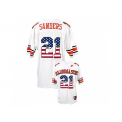 2016 US Flag Fashion Mens Oklahoma State Cowboys Barry Sanders #21 College Football Throwback Jersey - White 2016 US Flag Fashion Mens Oklahoma State Cowboys Barry Sanders #21 College Football Throwback Jersey - White