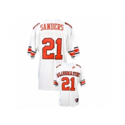 Mens Oklahoma State Cowboys Barry Sanders #21 College Football Throwback Jersey - White Mens Oklahoma State Cowboys Barry Sanders #21 College Football Throwback Jersey - White