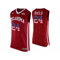 2016 US Flag Fashion 2016 Oklahoma Sooners Buddy Heild #24 Hype Elite College Basketball Jersey - Red 2016 US Flag Fashion 2016 Oklahoma Sooners Buddy Heild #24 Hype Elite College Basketball Jersey - Red