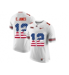2016 US Flag Fashion Ohio State Buckeyes C.Jones #12 College Football Limited Jersey - White