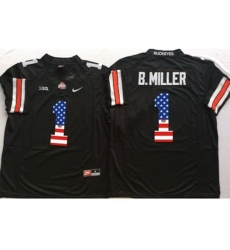Ohio State Buckeyes #1 B.Miller Black USA Flag College Football Jersey