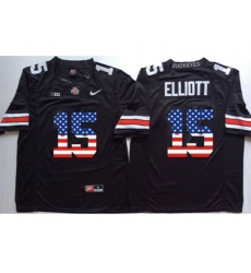 Ohio State Buckeyes #15 Ezekiel Elliott Black USA Flag College Football Jersey