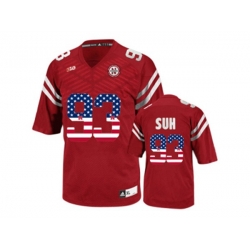 2016 US Flag Fashion Mens Nebraska Cornhuskers Ndamukong Suh #93 College Football Jersey - Red 2016 US Flag Fashion Mens Nebraska Cornhuskers Ndamukong Suh #93 College Football Jersey - Red