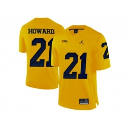 2016 Mens Jordan Brand Michigan Wolverines Desmond Howard #21 College Football Limited Jersey - Yellow