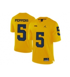 2016 Mens Jordan Brand Michigan Wolverines Jabrill Peppers #5 College Football Limited Jersey - Yellow