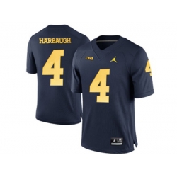 2016 Mens Jordan Brand Michigan Wolverines Jim Harbaugh #4 College Football Limited Jersey - Navy Blue