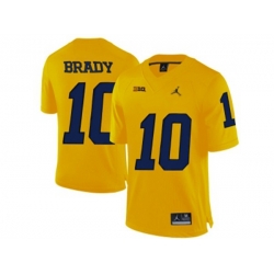 2016 Mens Jordan Brand Michigan Wolverines Tom Brady #10 College Football Limited Jersey - Yellow