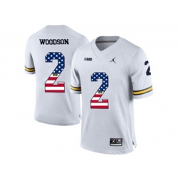 2016 US Flag Fashion-2016 Mens Jordan Brand Michigan Wolverines Charles Woodson #2 College Football Limited Jersey - White