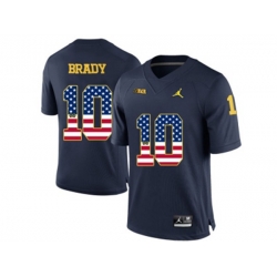 2016 US Flag Fashion-2016 Mens Jordan Brand Michigan Wolverines Tom Brady #10 College Football Limited Jersey - Navy Blue