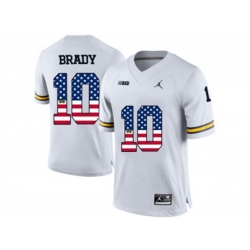 2016 US Flag Fashion-2016 Mens Jordan Brand Michigan Wolverines Tom Brady #10 College Football Limited Jersey - White