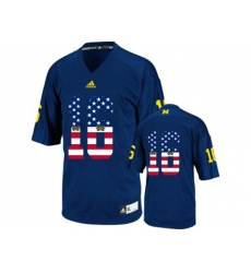 2016 US Flag Fashion-Mens Michigan Wolverines Denard Robinson #16 College Football Jersey - Navy Blue