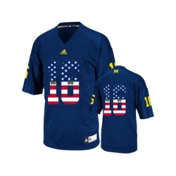 2016 US Flag Fashion-Mens Michigan Wolverines Denard Robinson #16 College Football Jersey - Navy Blue