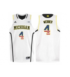 2016 US Flag Fashion-Michigan Wolverines Chirs Webber #4 Basketball Authentic Jersey - White