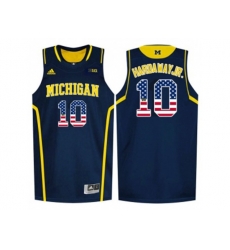 2016 US Flag Fashion-Michigan Wolverines Tim Hardaway Jr. #10 Basketball Authentic Jersey - Navy Blue