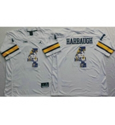 Michigan Wolverines #4 Jim Harbaugh White Player Fashion Stitched NCAA Jersey