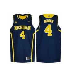 Michigan Wolverines Chirs Webber #4 Basketball Authentic Jersey - Navy Blue