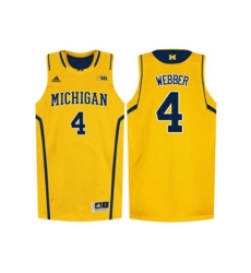 Michigan Wolverines Chirs Webber #4 Basketball Authentic Jersey - Yellow