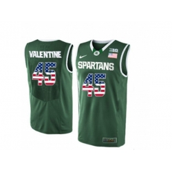 2016 US Flag Fashion Michigan State Spartans Denzel Valentine #45 College Basketball Authentic Jersey - Green 2016 US Flag Fashion Michigan State Spartans Denzel Valentine #45 College Basketball Authentic Jersey - Green