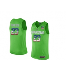2016 US Flag Fashion Michigan State Spartans Draymond Green #23 College Basketball Authentic Jersey - Apple Green