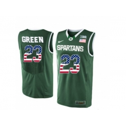 2016 US Flag Fashion Michigan State Spartans Draymond Green #23 College Basketball Authentic Jersey - Green 2016 US Flag Fashion Michigan State Spartans Draymond Green #23 College Basketball Authentic Jersey - Green