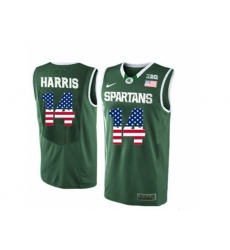 2016 US Flag Fashion Michigan State Spartans Gary Harris #14 College Basketball Authentic Jersey - Green
