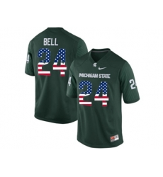 2016 US Flag Fashion Michigan State Spartans LeVeon Bell #24 College Alumni Football Limited Jersey - Green