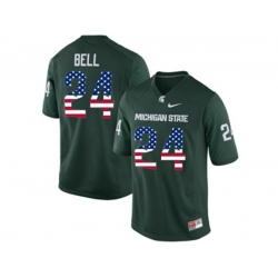 2016 US Flag Fashion Michigan State Spartans LeVeon Bell #24 College Alumni Football Limited Jersey - Green 2016 US Flag Fashion Michigan State Spartans LeVeon Bell #24 College Alumni Football Limited Jersey - Green