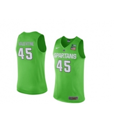 Michigan State Spartans Denzel Valentine #45 College Basketball Authentic Jersey - Apple Green