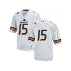 2016 Mens Miami Hurricanes #15 College Football Jerseys - White